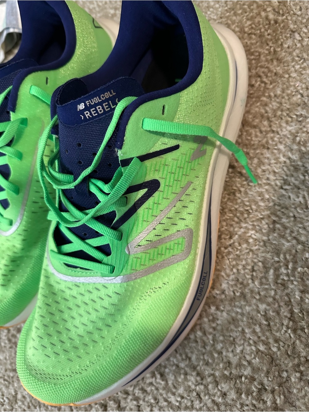 Men’s New Balance Neon Green and Navy FuelCell Running Shoes
